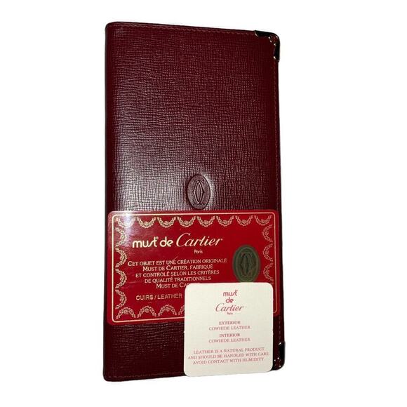 Vintage Cartier Burgundy Leather Bifold Wallet NWOT - Picture 1 of 14